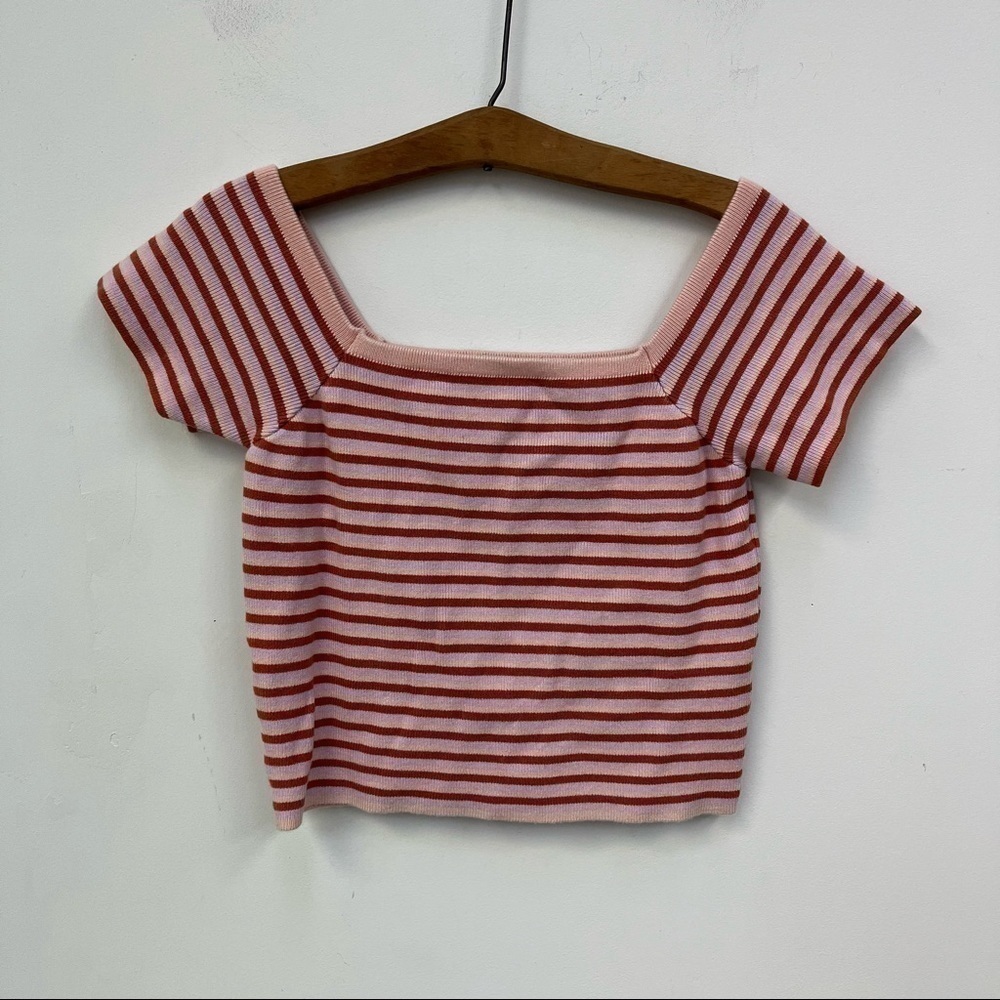 Forever 21 Pink Striped Knit Crop Top